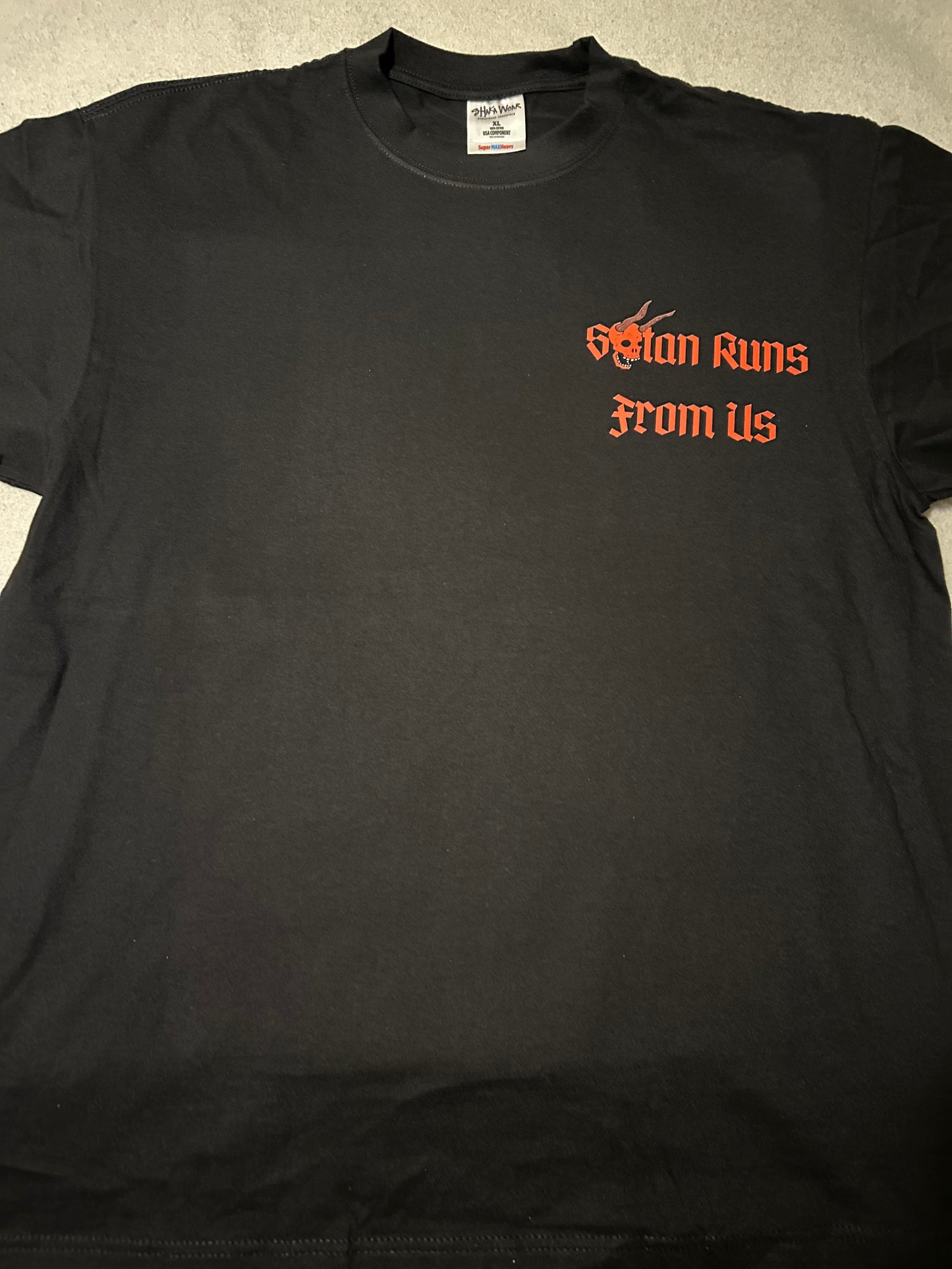 "Satan Runs From Us" Heavyweight Shirts